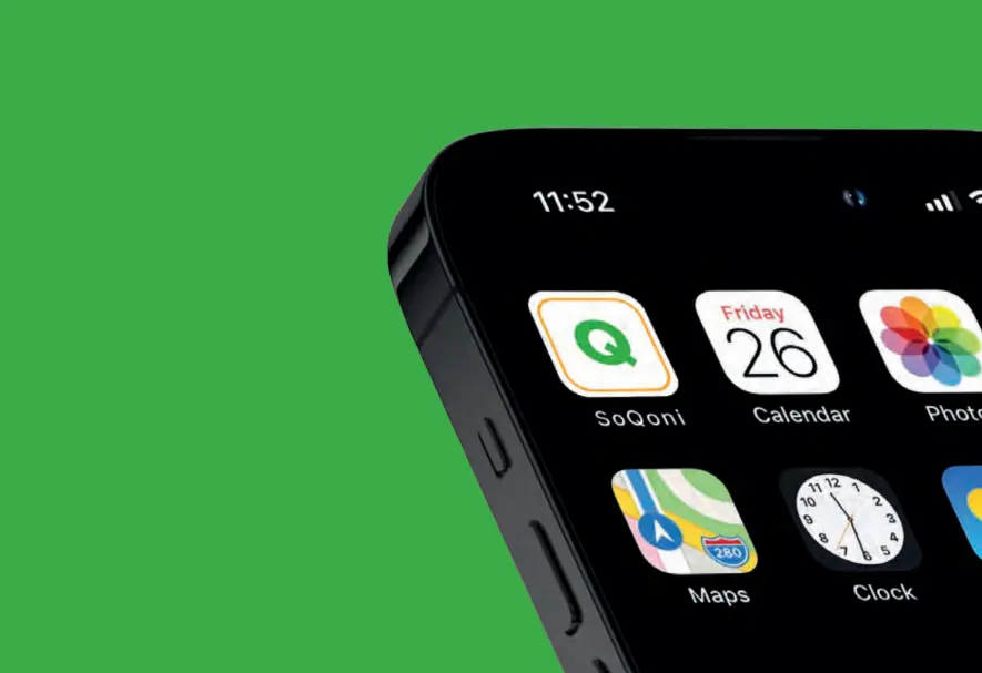 SoQoni app icon on a phone home screen
