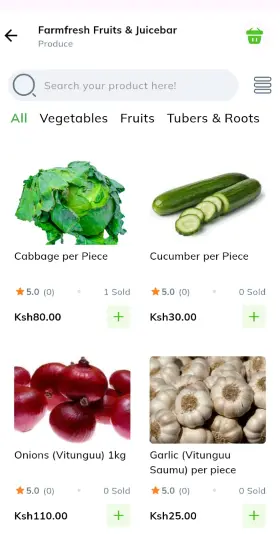 Store page for Farmfresh Fruits and Juicebar with product prices