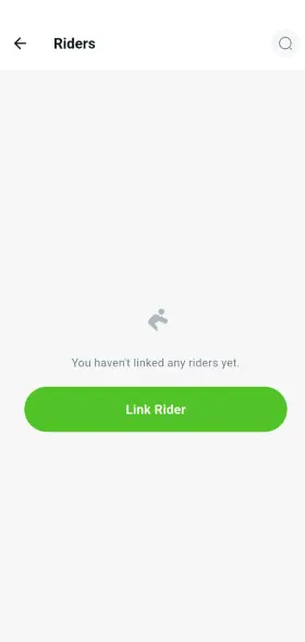 Link Rider screen in the SoQoni seller app